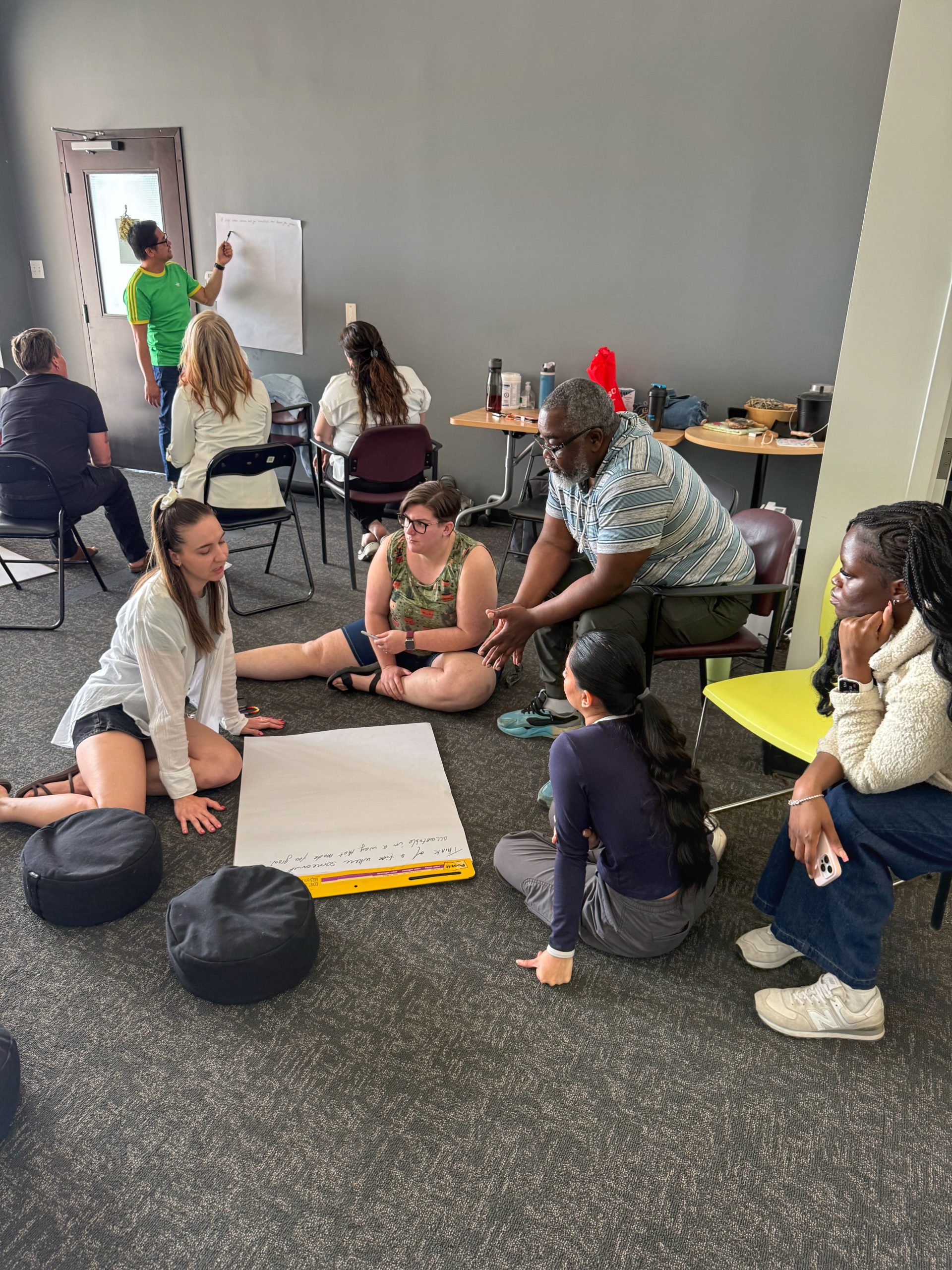 Youville staff working in small groups during a professional development session